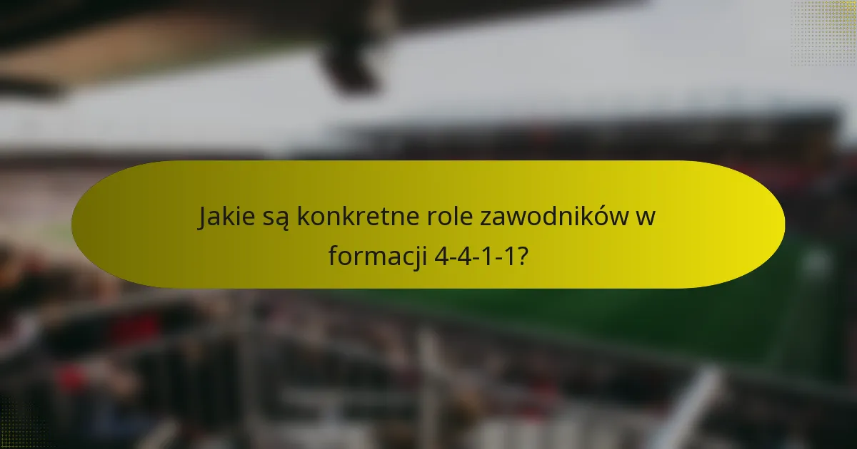 Jakie są konkretne role zawodników w formacji 4-4-1-1?